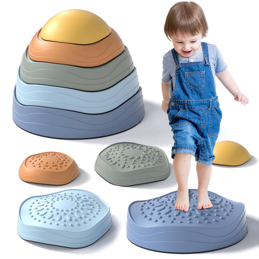 Lehoo Castle Stepping Stones for Kids, Non-Slip Toddler Stepping Stones, Indoor & Outdoor Sensory Toys for Toddlers 1-3, Balance Board Obstacle Course for Kids 3-5