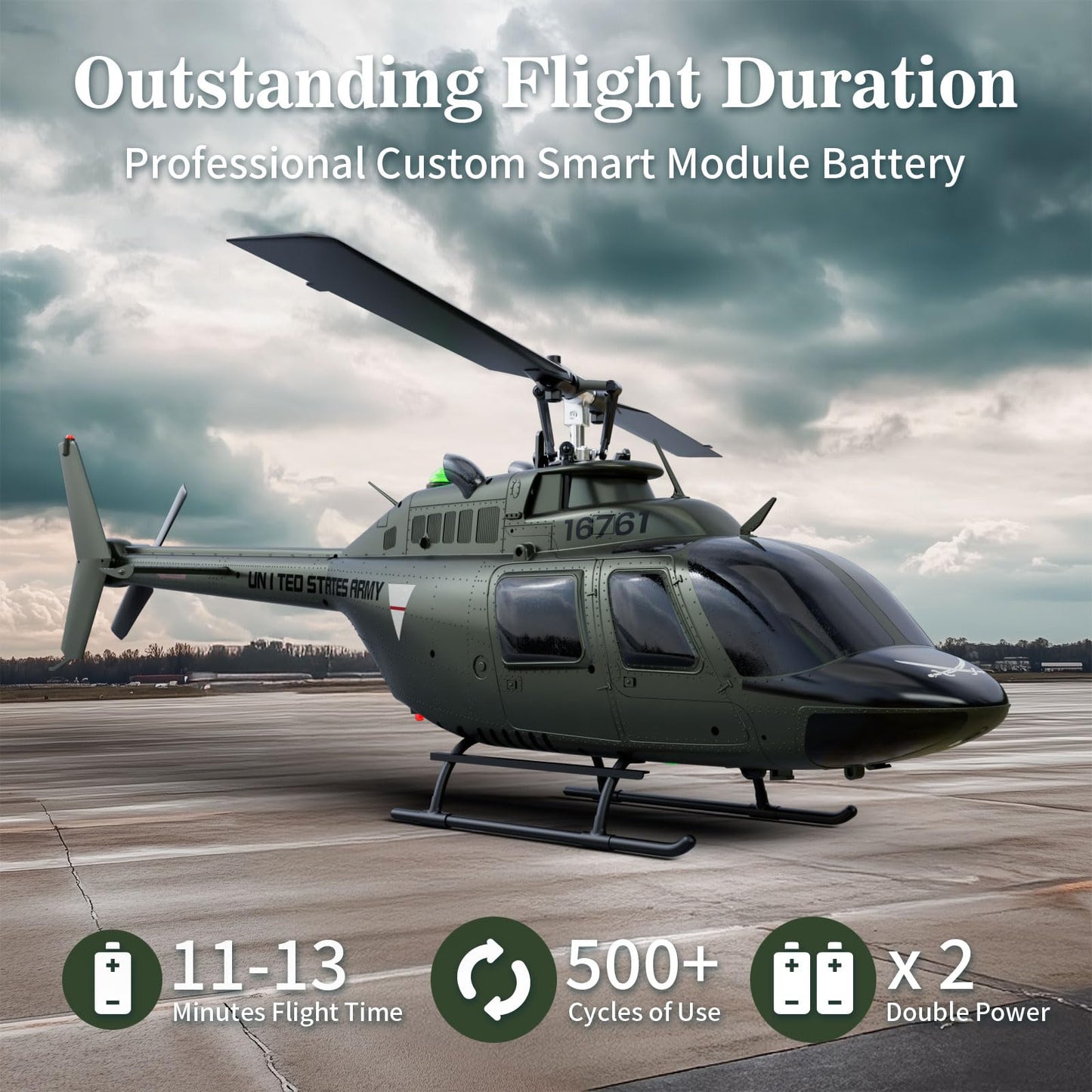 Carmanon Ultra-high Simulated RC Helicopter - 27:1 Scale Model Collectable Remote Control Helicopter with Auto-Hover for Adults, Beginners, Bell OH-58