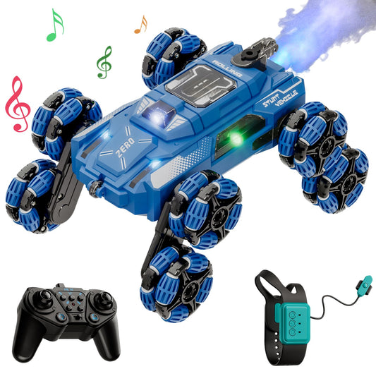 Cool 8 Wheel Gesture Control RC Stunt Car , Birthday Toys Gifts for 6 7 8-12 13 14 Year Old Boys , 2.4Ghz Hand controlled Remote Control Transform Drift Cars , Double Sided Climbing with Light & Music