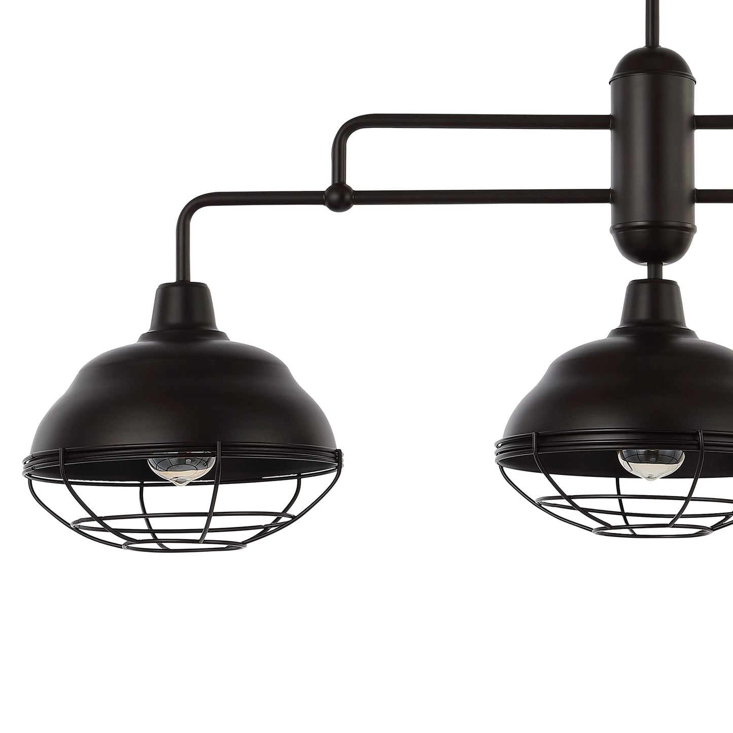JONATHAN Y 40.5" Oil Rubbed Bronze 3-Light Industrial Farmhouse LED Pendant Light Fixture for Kitchen Island, Dining Room, Adjustable Hanging Ceiling Lamp, Iron Cage Metal Shade (JYL1119A)
