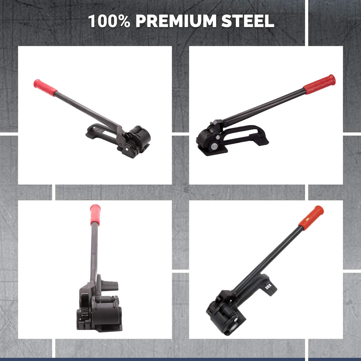 IDL Packaging S-298 Steel Strapping Tensioner for 3/4" to 1 1/4" Width Strapping - Heavy-Duty Banding Tool for Tight and Safely Packaging - Feedwheel Strapping Tool with Long Service Life