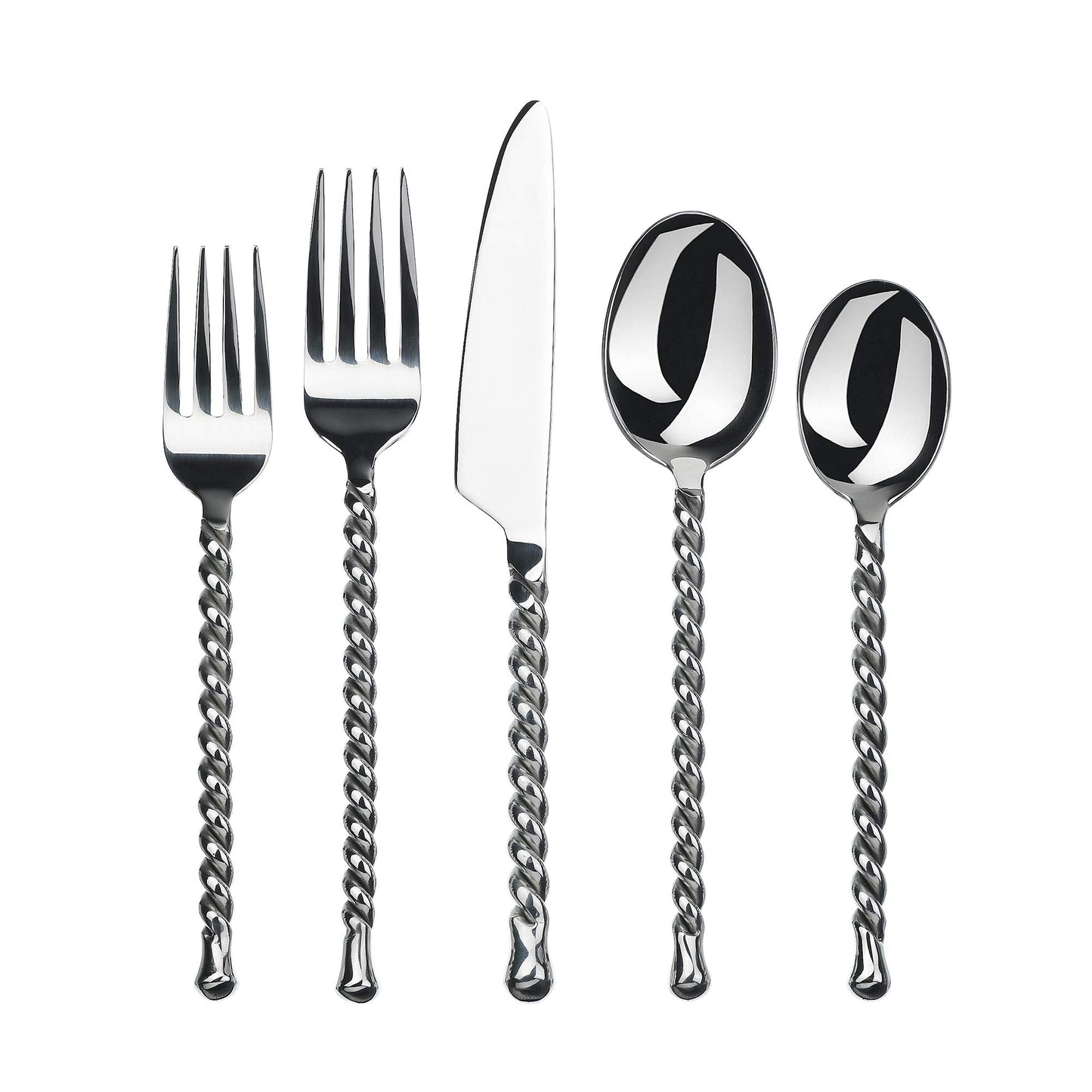 Gourmet Settings - 20-Piece Silverware Set - Silver Tear Collection - Polished Stainless Steel Flatware Sets - Service for 4 - Kitchen Cutlery Utensil Knife/Fork/Spoons - Dishwasher Safe