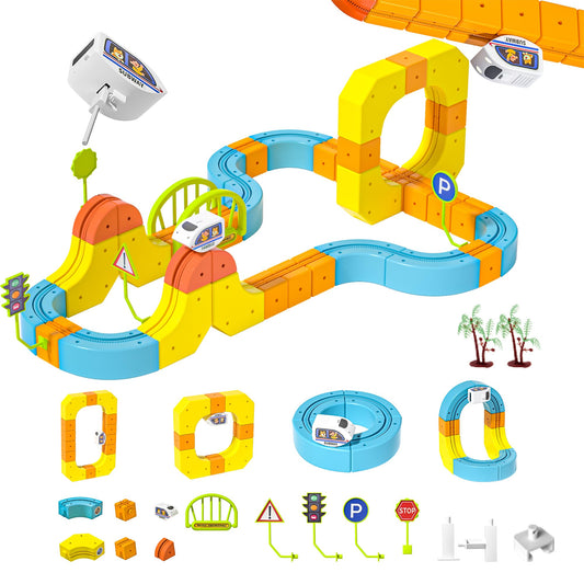 Electric Train Set for Kids, Cube Track with Motorized Engine, 3D Gravity-Defying STEM Toy for Kids Ages 3-8, Boys & Girls Building Gift (91 Pcs)
