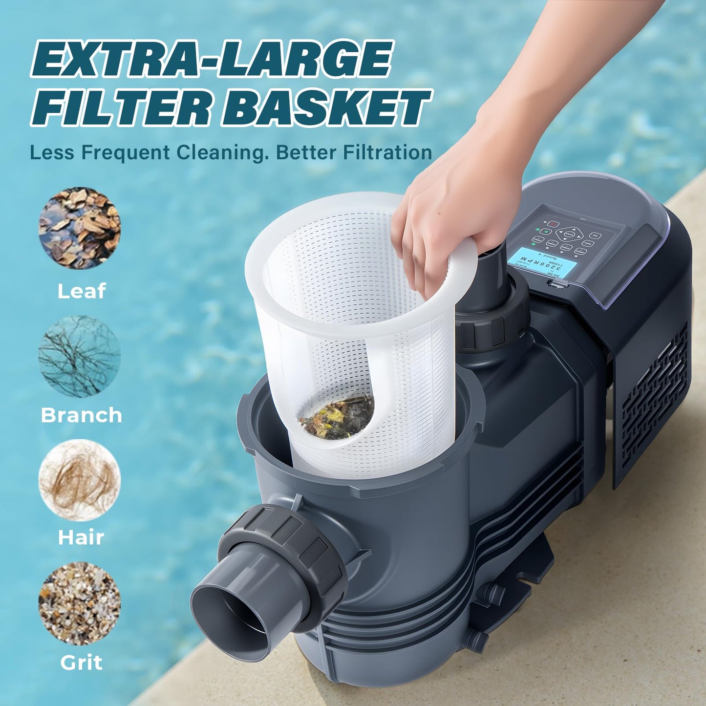 Anbull Variable Speed Pool Pump, 2.5 HP, 220V, 10567GPH, Above/Inground Pool Pump, Energy Efficient, High Flow, Powerful Self Primming Swimming Pool Pumps with Filter Basket