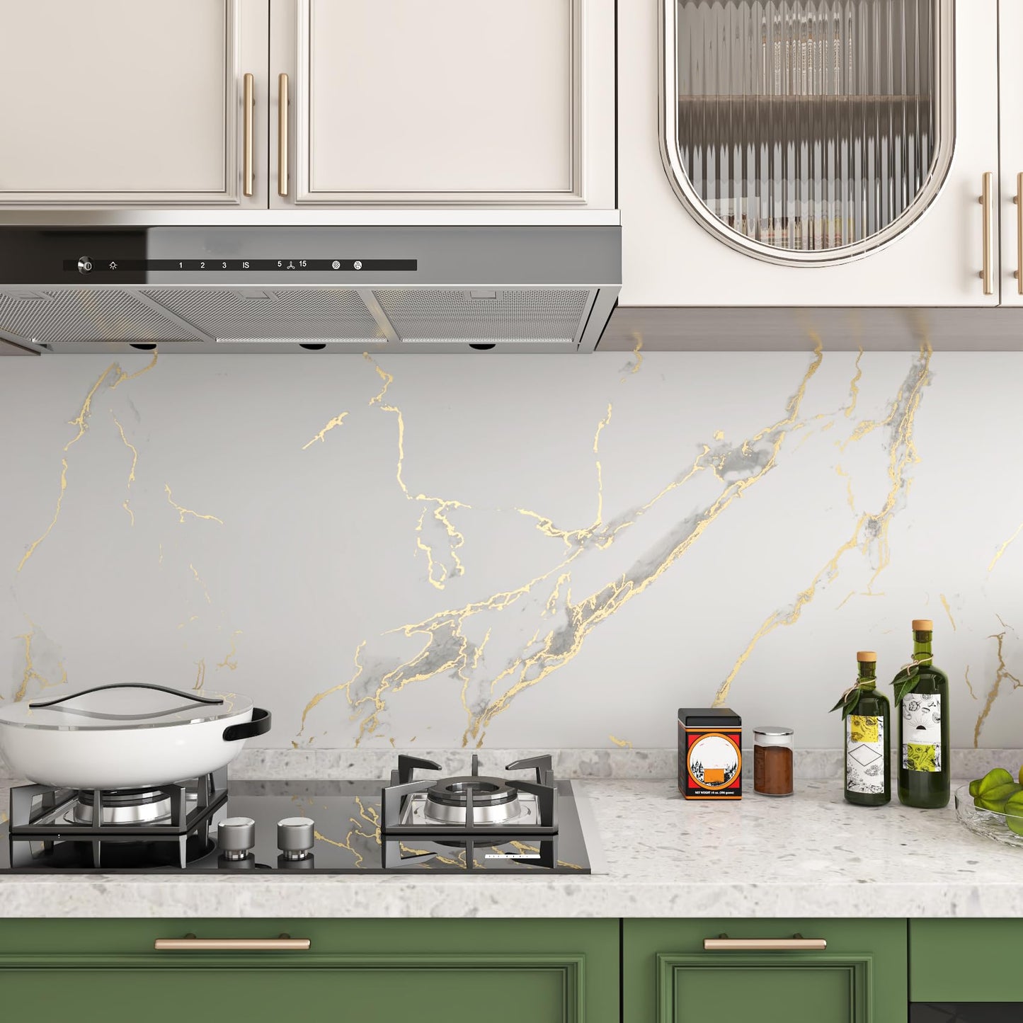 YENHOME 30"X118" White Countertop Contact Paper Peel and Stick Countertops Waterproof Matte Marble Contact Paper for Cabinets and Drawers Desk Renter Friendly Marble Wallpaper for Bedroom Bathroom