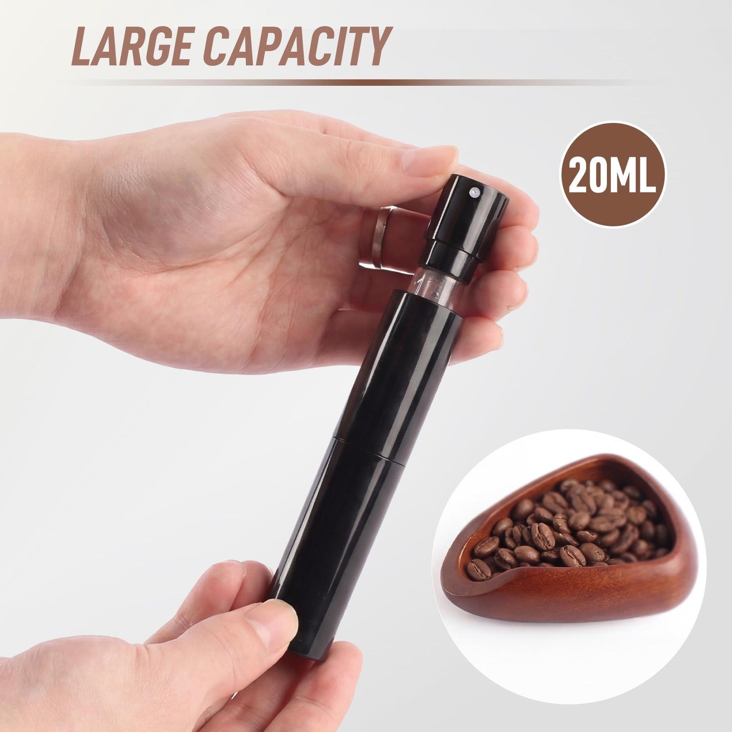 Coffee Bean Dosing Cup and Spray Bottle Set Black Walnut Espresso Accessories Kit with Static Reduction Spray Bottle Wooden Measuring Tray for Coffee Beans Grounds Tea