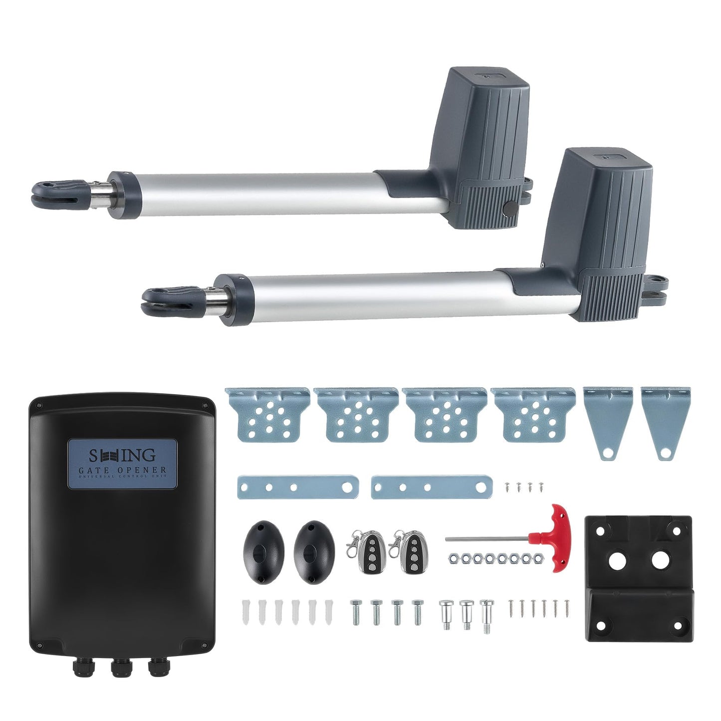 CO-Z ADSW4 Automatic Gate Opener Kit, Dual Swing Gate Openers for Doors up to 1300lb 20ft, Electric Driveway Gate Openers with Remote Kit Infrared Sensors Equipped Solar Battery Charging Compatible