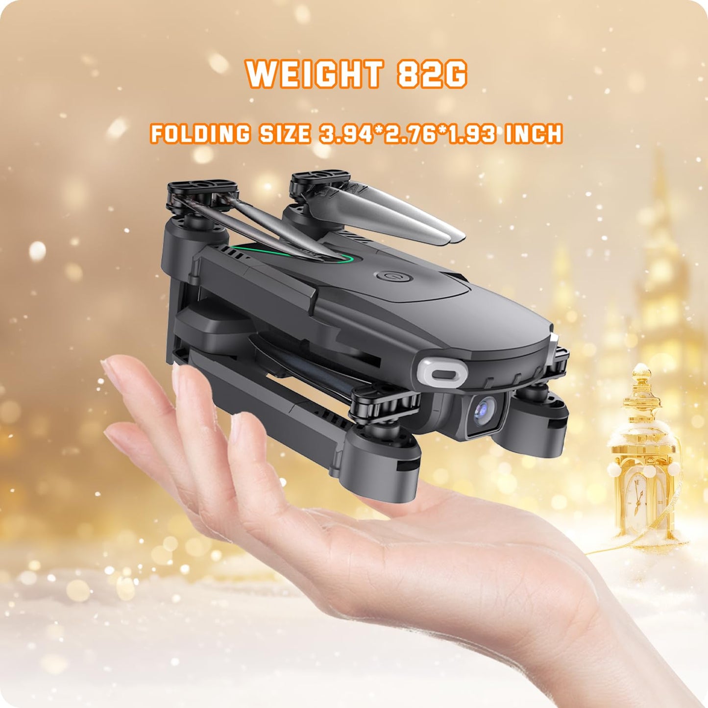 Foldable Drone with Camera for Kids Beginners - Remote Control Helicopter Toys Gifts for Boys Girls, 1080P HD FPV RC Drones with 2 Batteries, One Key Start/Land, Altitude Hold, Gesture Selfie, Black