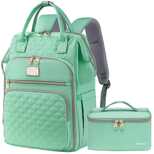 Weitars Lunch Backpack For Women,15.6 Inch Laptop Backpacks For Womens Back pack, Travel Backpacks,Work Backpack For Women (LightGreen)