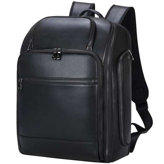 TIDING Genuine Leather Backpack for Men, 17.3 Inch Laptop Bag TSA Friendly Travel Rucksack Hiking Camping Daypack