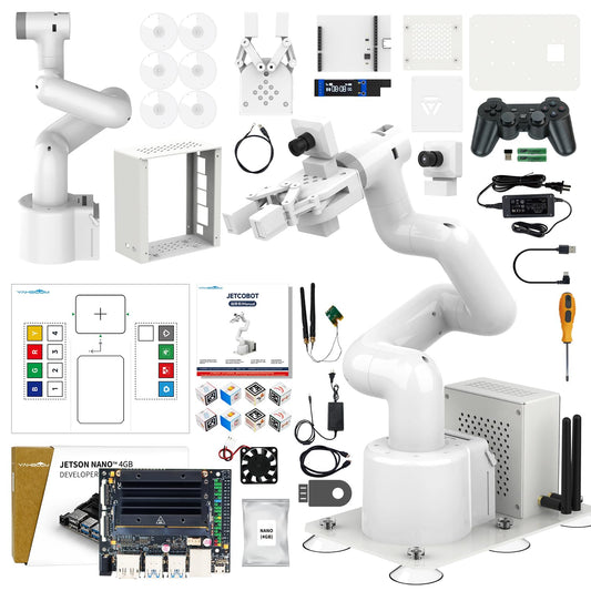 Yahboom Jetson Nano 4GB Collaborative Robot Arm Programmable ROS OpenCV for Mechanical Engineers, 7Dof with Adaptive Gripper