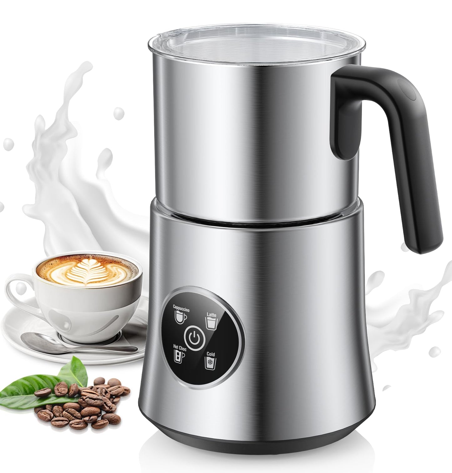 Milk Frother and Steamer, Detachable Electric Milk Frother, 30.44Oz./900ML Capacity, Automatic Warm and Cold Foam Maker, Hot Chocolate Maker