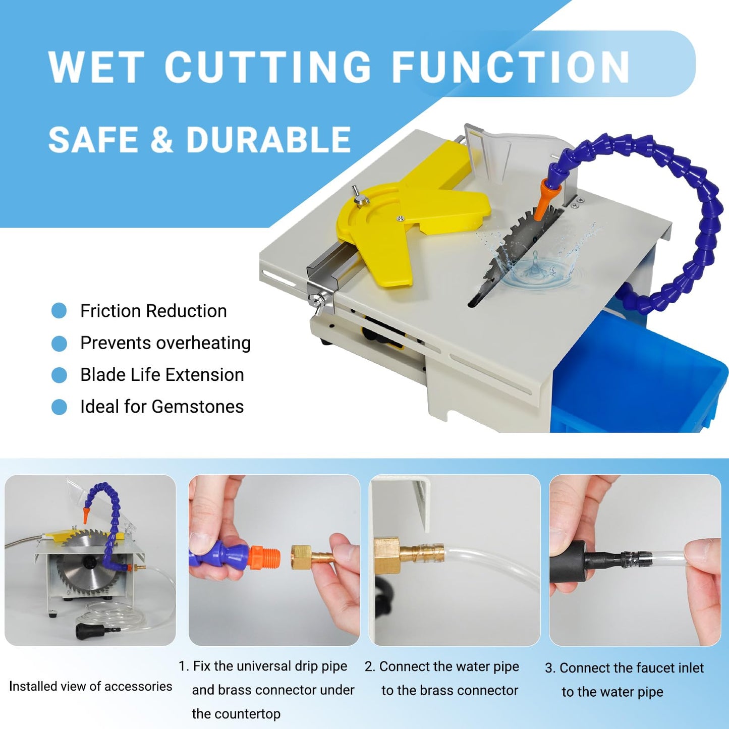 Jewelry Lapidary Saw Machine, 750W Wet Rock Cutting Table Saw with Water Cooling, Lapidary Equipment for Jade, Agate & Gemstone Polishing, Multi-Functional Rock Cutter