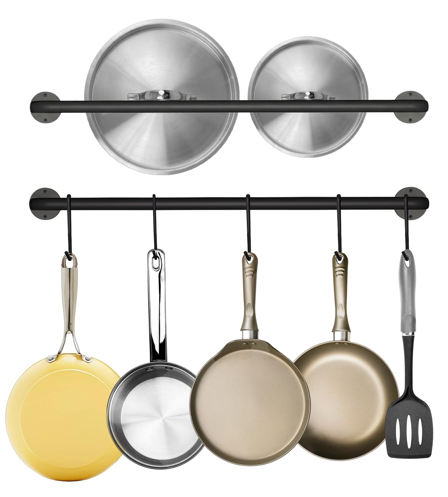 BIHOMIFI Wall-Mounted Utensil Rack Hanger Steel-made Kitchen Utensil Rack Organizer Pot Pans Wall Hanger Holder for Rustic Iron Kitchen Organizer with Ten Hanging Hooks（2 Pack）