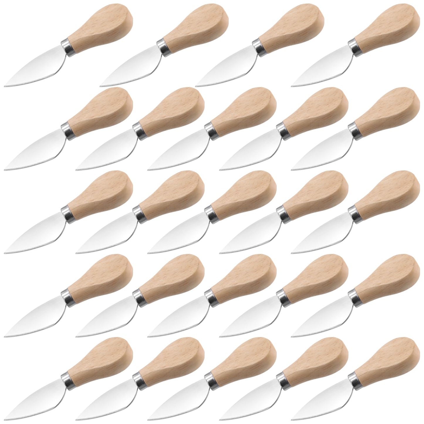 JEUIHAU 24 PCS Butter Knife Spreader with Wooden Handle, Stainless Steel Cocktail Knives Spreaders Wooden Handle Cheese Knives for Butter, Jam, Cheese