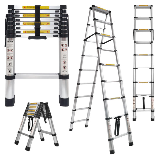 10.5 FT A-Frame Aluminum Telescoping Ladder,11+11Step Ladder,330LB Load Capacity,Portable Folding Extension Ladder Heavy Duty Collapsible Ideal for Home and Outdoor(3.2m+3.2m/10.5FT+10.5FT A Frame)