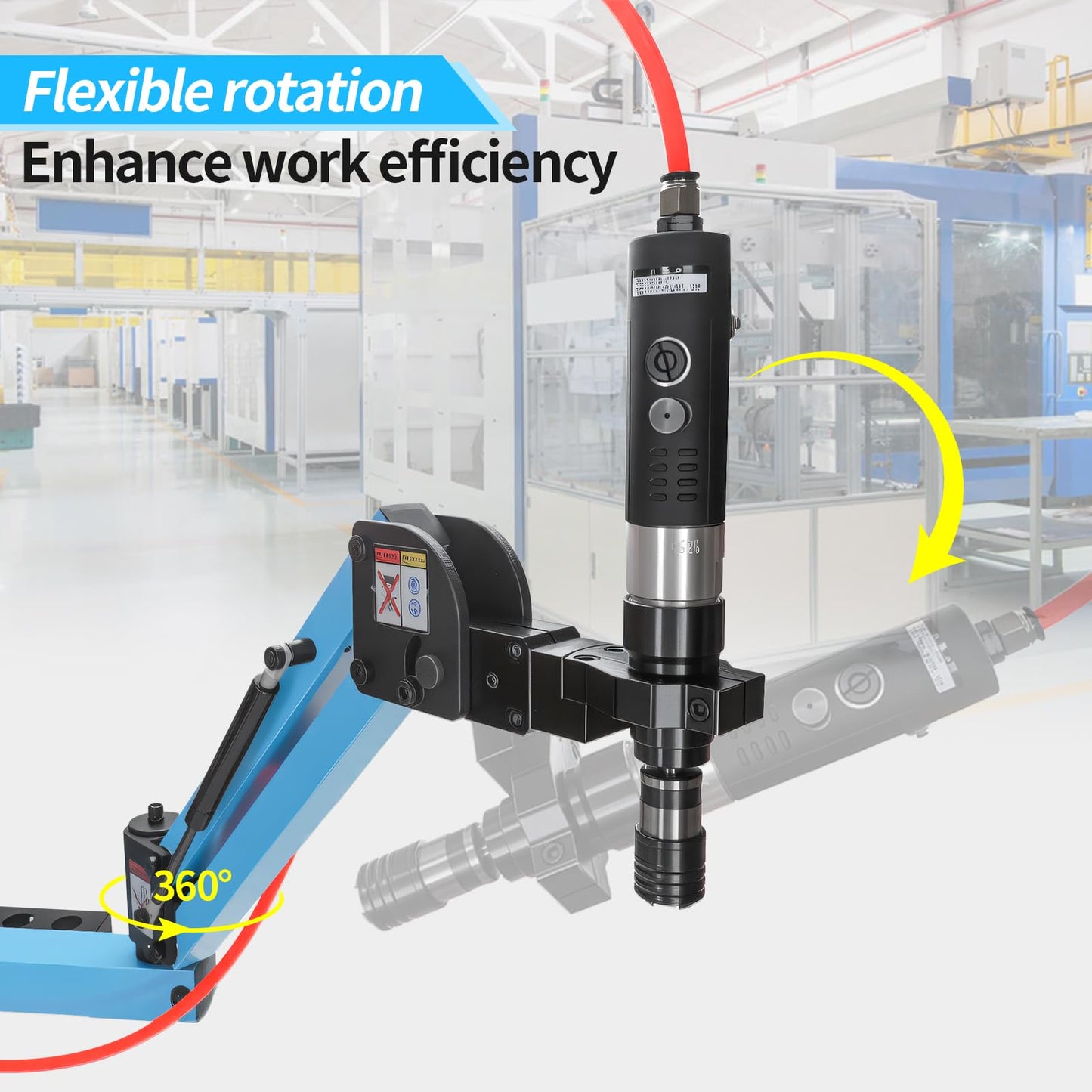 Helivivfy Pneumatic tapping machine, 360° Multi directional universal soft arm drilling and threading machine M3-M12 with tap holder