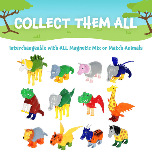 POPULAR PLAYTHINGS Magnetic Animals for Toddlers 1-3, Mix or Match Animal Toys, Set of 4 Gift for Kids - Jungle Animals