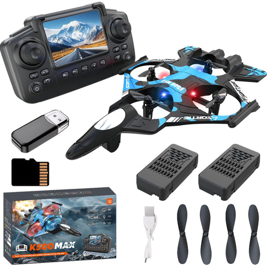 Weavixol RC Plane for Kids, Fighter Jet Drones With Screen On Controller, No Phone Needed, Drone For Kids 8-12 with Camera, Remote Control Plane With Auto Hover, Easy to Fly, RC Airplane Toy Gifts for Kids Boys, 2 Batteries