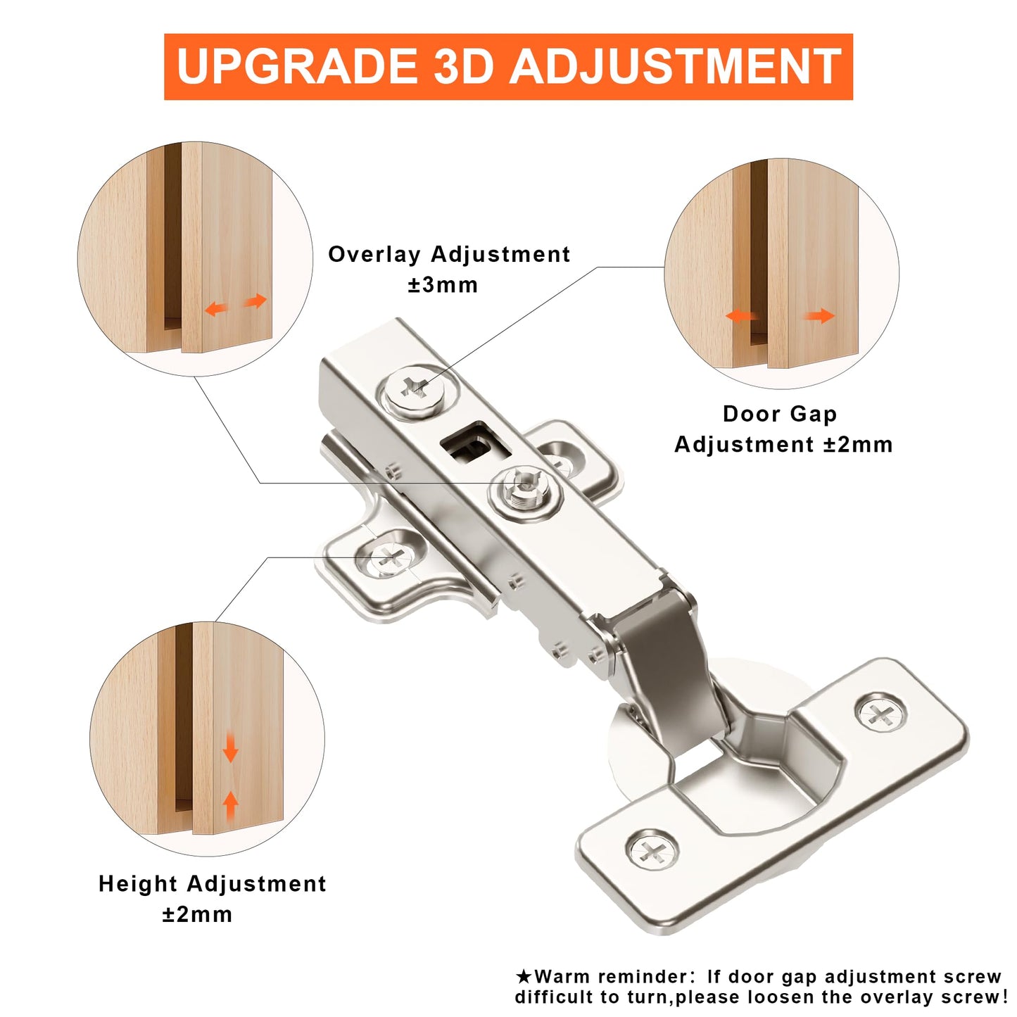 Kimdot 4 Pack Frameless Full Overlay Soft Close Cabinet Hinges for Kitchen 105°Clip on Plate Adjustable Concealed European Door Hinges Nickel Plated Finish