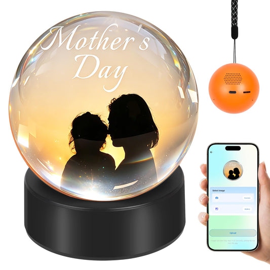 Memory Orb Ball – 2.76" Crystal Video Orb with Digital Display – Uploadable Photos & Videos via WiFi – Personalized Gift for Anniversary, Birthday, Wedding, Home Décor
