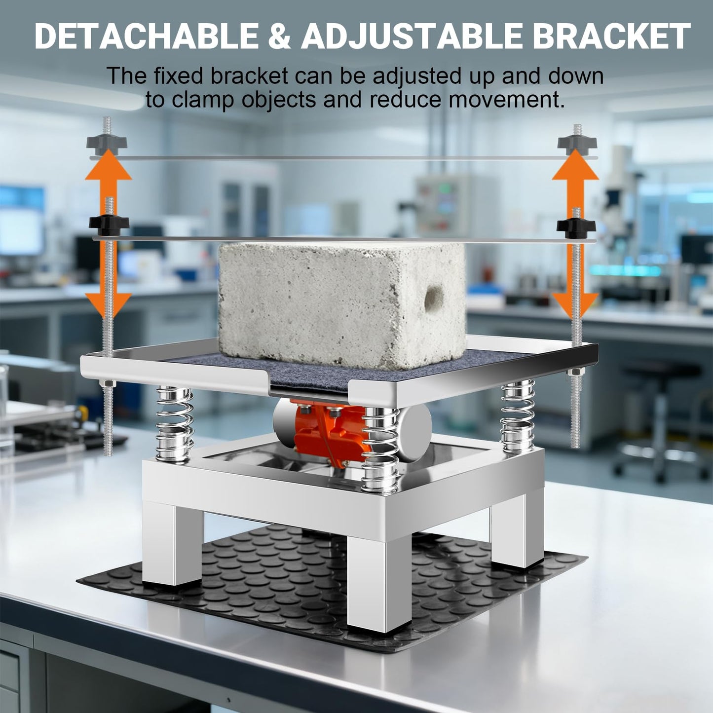 Concrete Vibration Table19.7×19.7in With Cloth Mat,For Molds Lab Stainless Steel Concrete Vibrating Tool,Governor Adjustment 110V