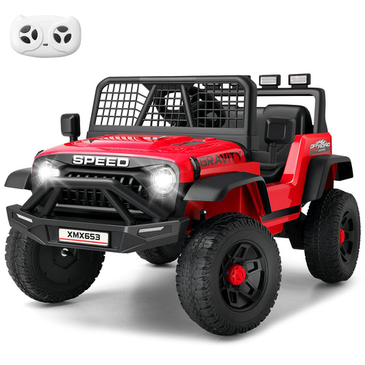 Hikole 24V Ride on Car with Remote Control, Power Car Wheels for Kids, Music Player, Shock Absorption, LED Lights, 3 Speeds, Safety Belt, Electric Car for Girls Boys, Red