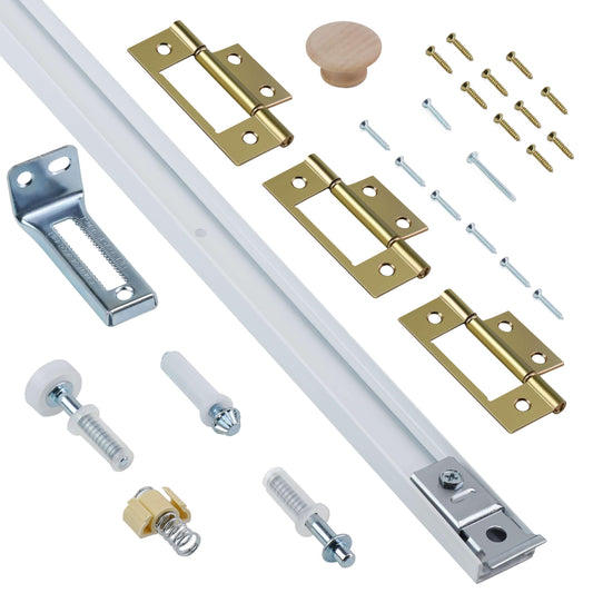 Bifold Door Hardware Kit, 24-Inch Bi-fold Closet Door Track Kit Bifold Closet Door Hardware Kit Folding Door Hardware Repair Replacement Tool Kit