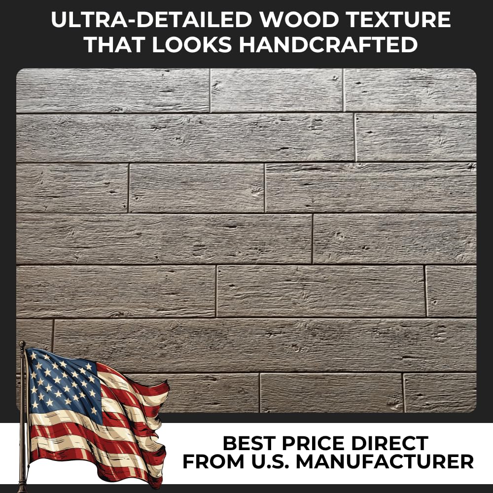 6" Wood Concrete Stamp Mats Set of 5 – Made in USA – Decorative Concrete Stamps with Wood Grain Texture – Create Realistic Patterns for Driveways and Patios – Durable Polyurethane 5500/S-5