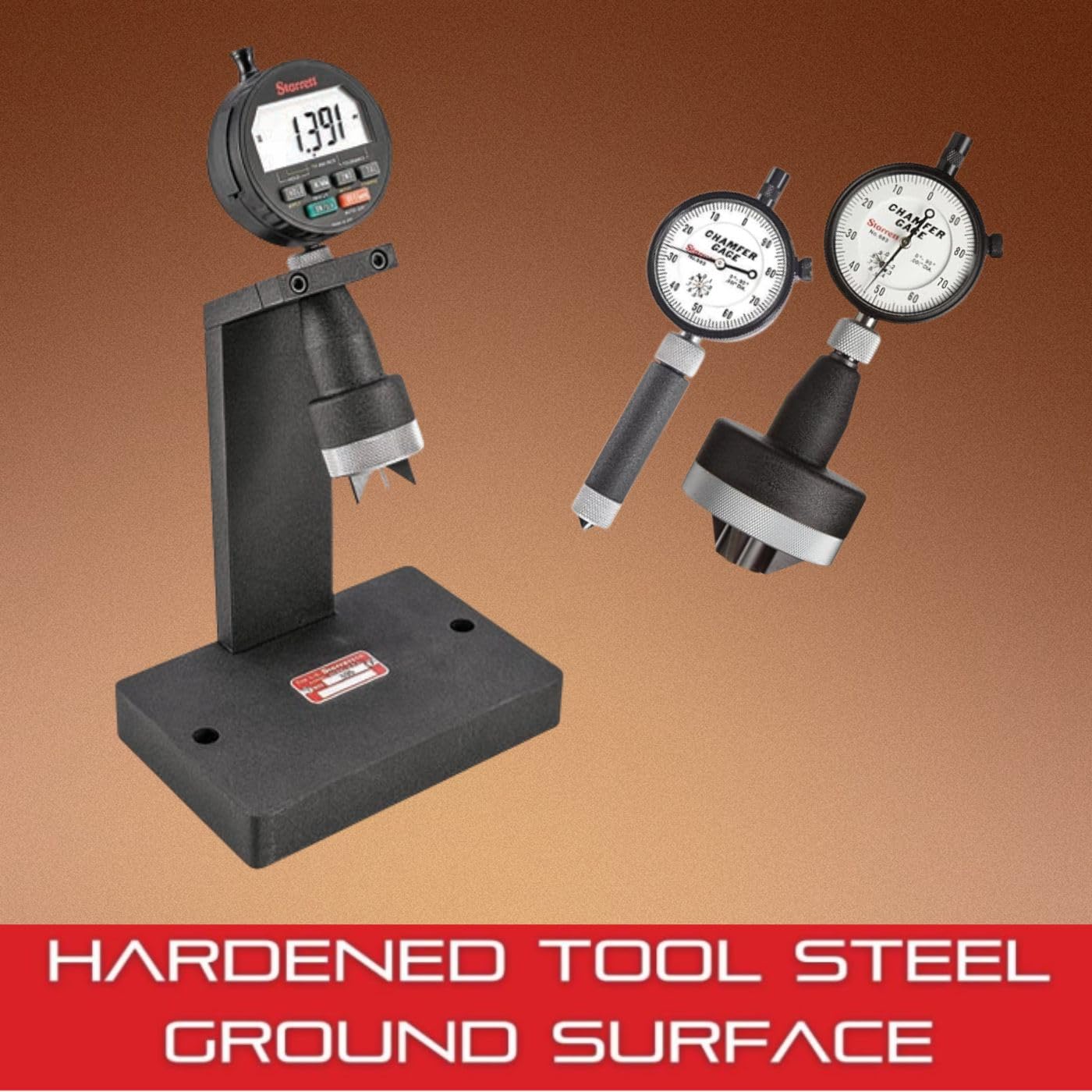 Starrett Inch Reading Dial Indicator Internal Chamfer Gage - 0-3/8" Range, .001" Graduations, 0-90° Angle - 683-1Z