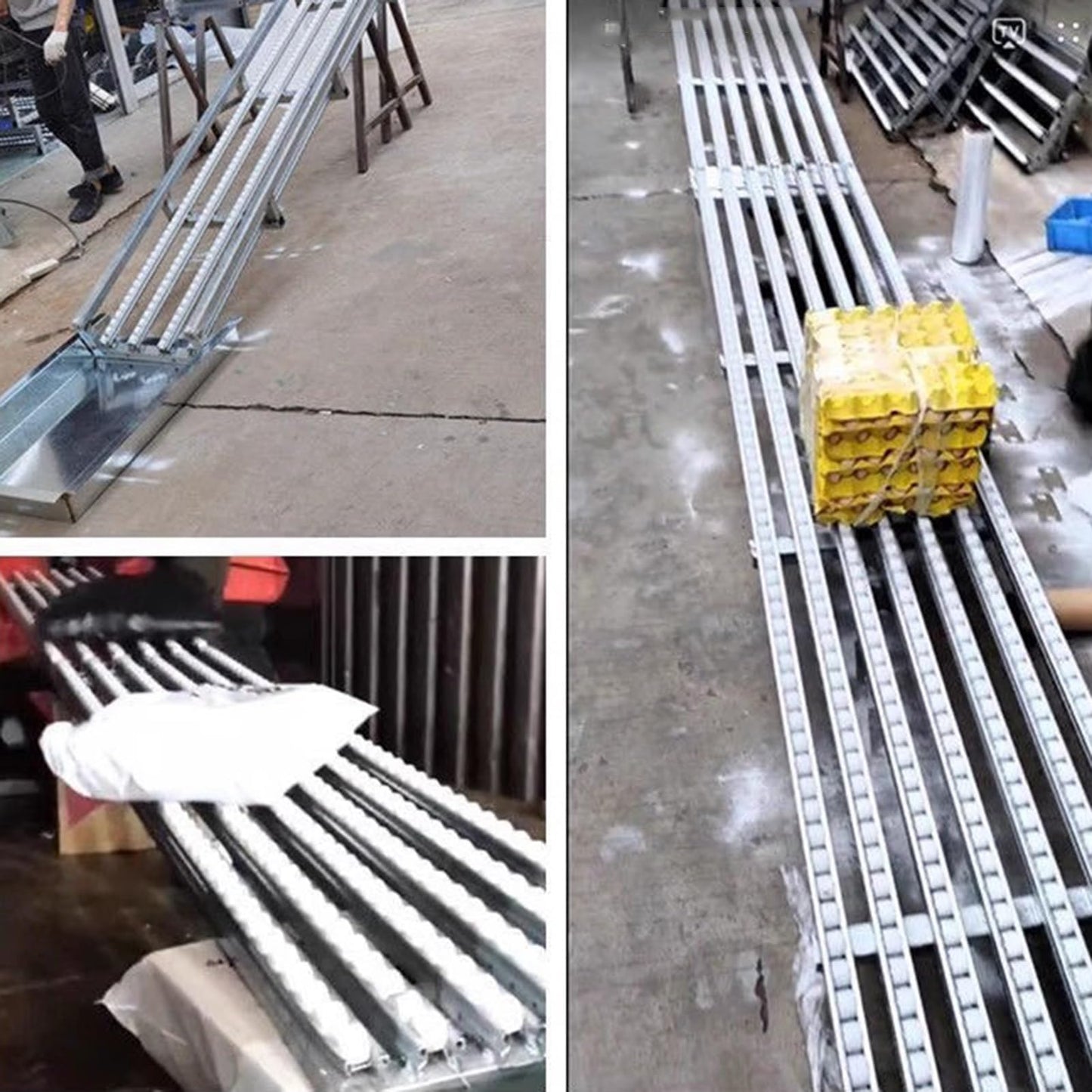 CHENWMZ Portable Plastic Roller Conveyor Stand for Light Duty Gravity Transport Splicable Roller Slides for Easy Unloading Silver 30cm x 300cm