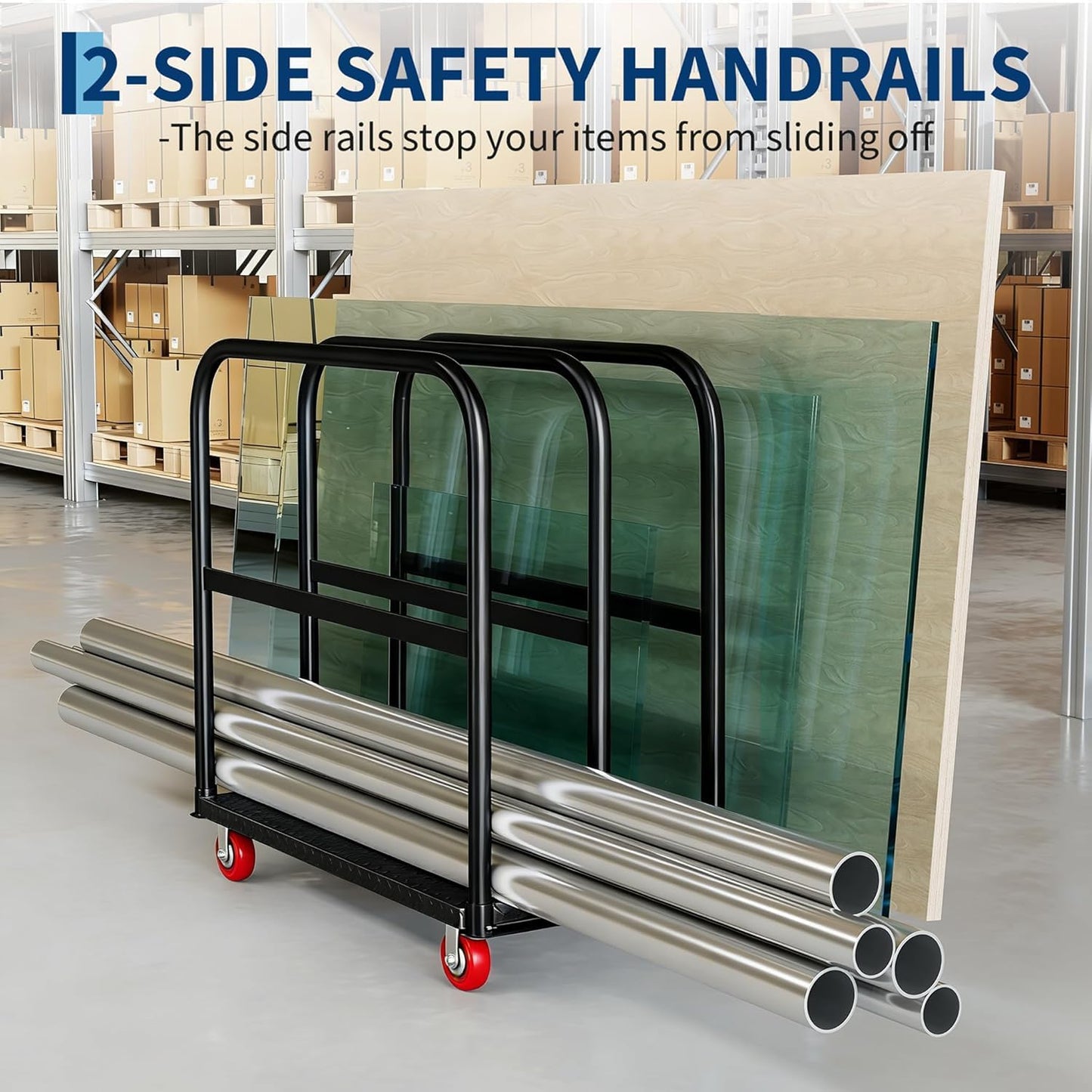 2000 Lbs Heavy Duty 2-in-1 Platform Truck, Q235 Thickened Steel Flatbed Hand Truck, Foldable Push Cart Dolly with 4 Swivel Wheels (2 with Brakes), for Warehouse, Workshop, Moving and Industrial Use
