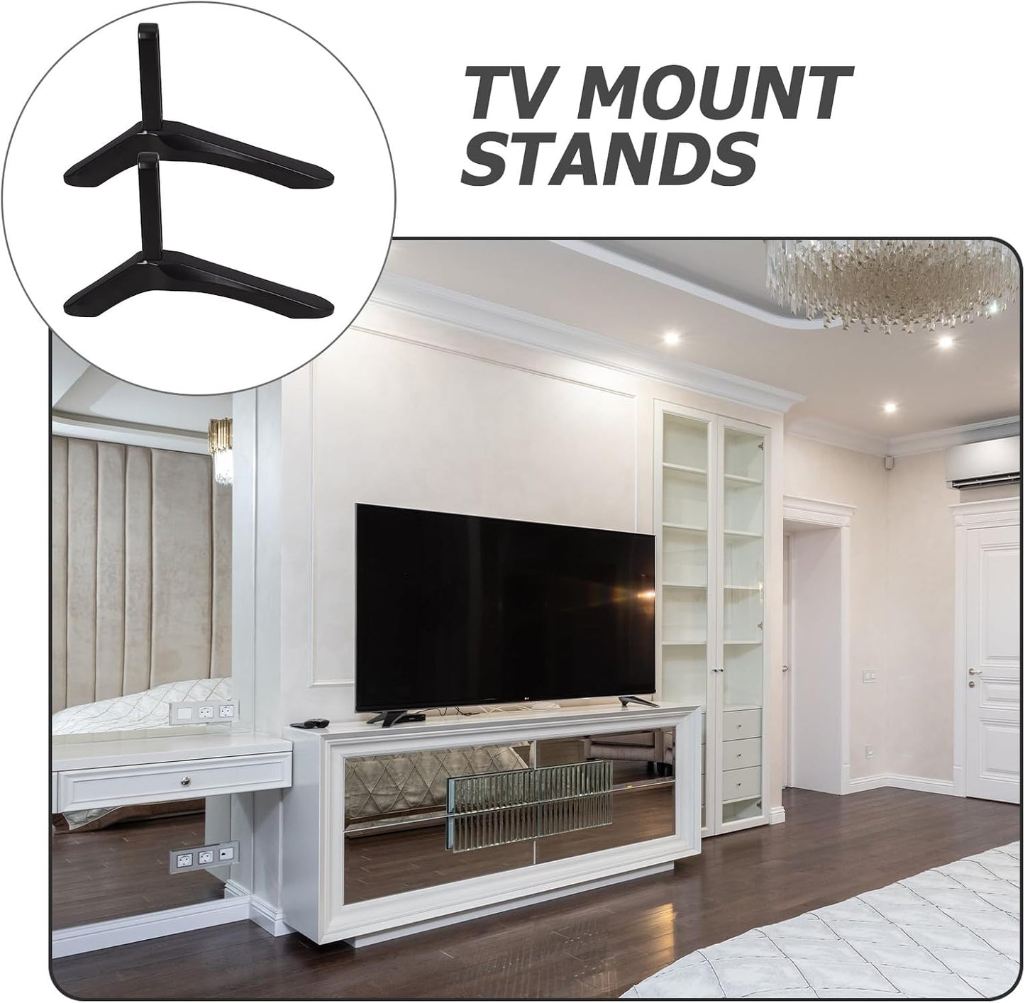 LABRIMP Universal TV Stand Desktop Mount Bracket with Screws Aluminum Alloy TV Riser Base Tabletop Support Holder