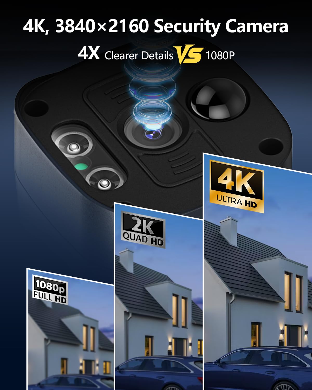 OOSSXX (2026 New) 4K PoE Security Camera System Outdoor, 8CH NVR with 10.2" IPS Monitor & 1TB HDD, 4 Cameras, 130° Wide Angle, AI Human Detection, Two-Way Audio, No Monthly Fee