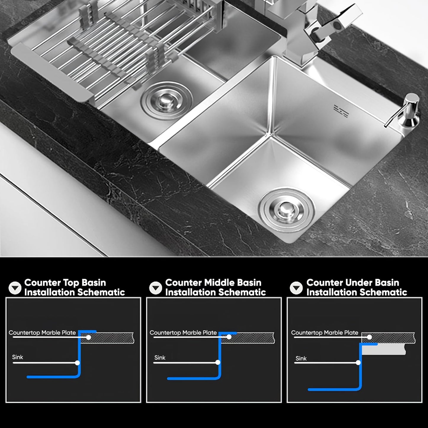 Vivrhintty 32" x 18" Drop-in/Topmount Double Bowl Kitchen Sink, Nano-Coated 304 Stainless Steel Kitchen Sink with Drain and Overflow