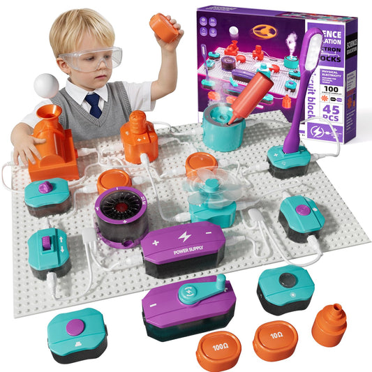 POPDOLL Science Kits for Kids, Electronics Exploration Kit for Kids, 450+ Projects, 45 Parts Circuit Kit, Educational STEM Toys Christmas Birthday Gift for Kids Boys Girls Ages 5 6 7 8 9 10 11 12