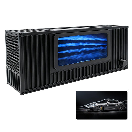 Desktop Wind Tunnel for 1:64 Diecast Cars, Mini Display Model with Water-Mist Airflow Simulation, Desk Scene for Hot Wheels & Toy Car Experiments (Black)