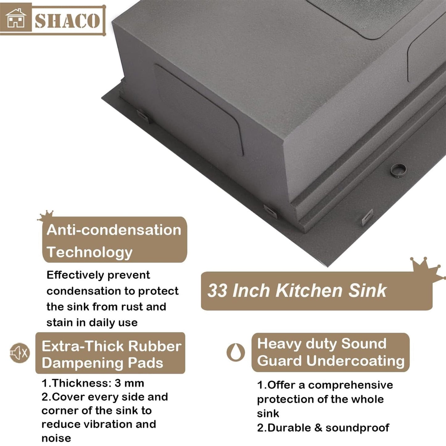 SHACO 33x22 Black Drop In Kitchen Sink, 33 Inch Topmount Gunmetal Black Stainless Steel Single Bowl Overmount Double Ledges Workstation Sink with Accessories