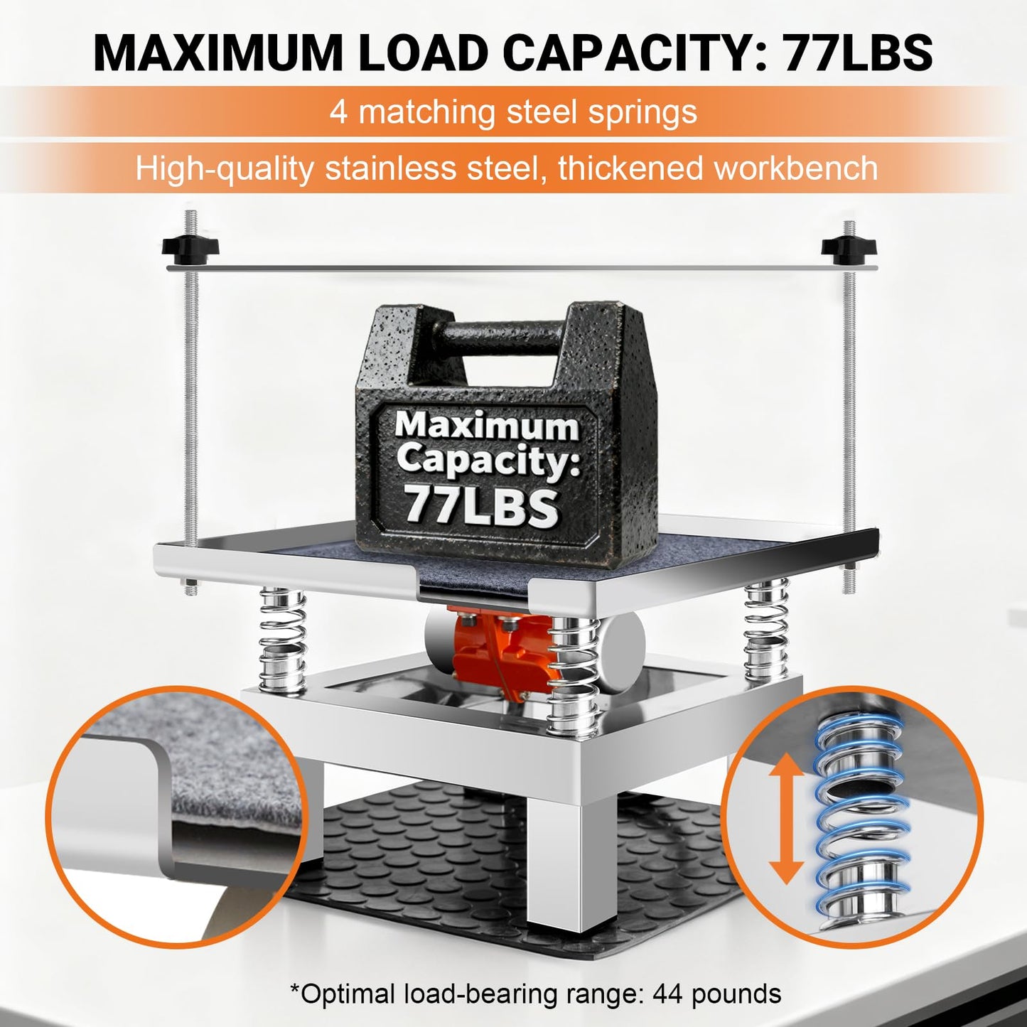 Concrete Vibration Table 13.78×13.78in With Cloth Mat,For Molds Lab Stainless Steel Concrete Vibrating Tool,Governor Adjustment