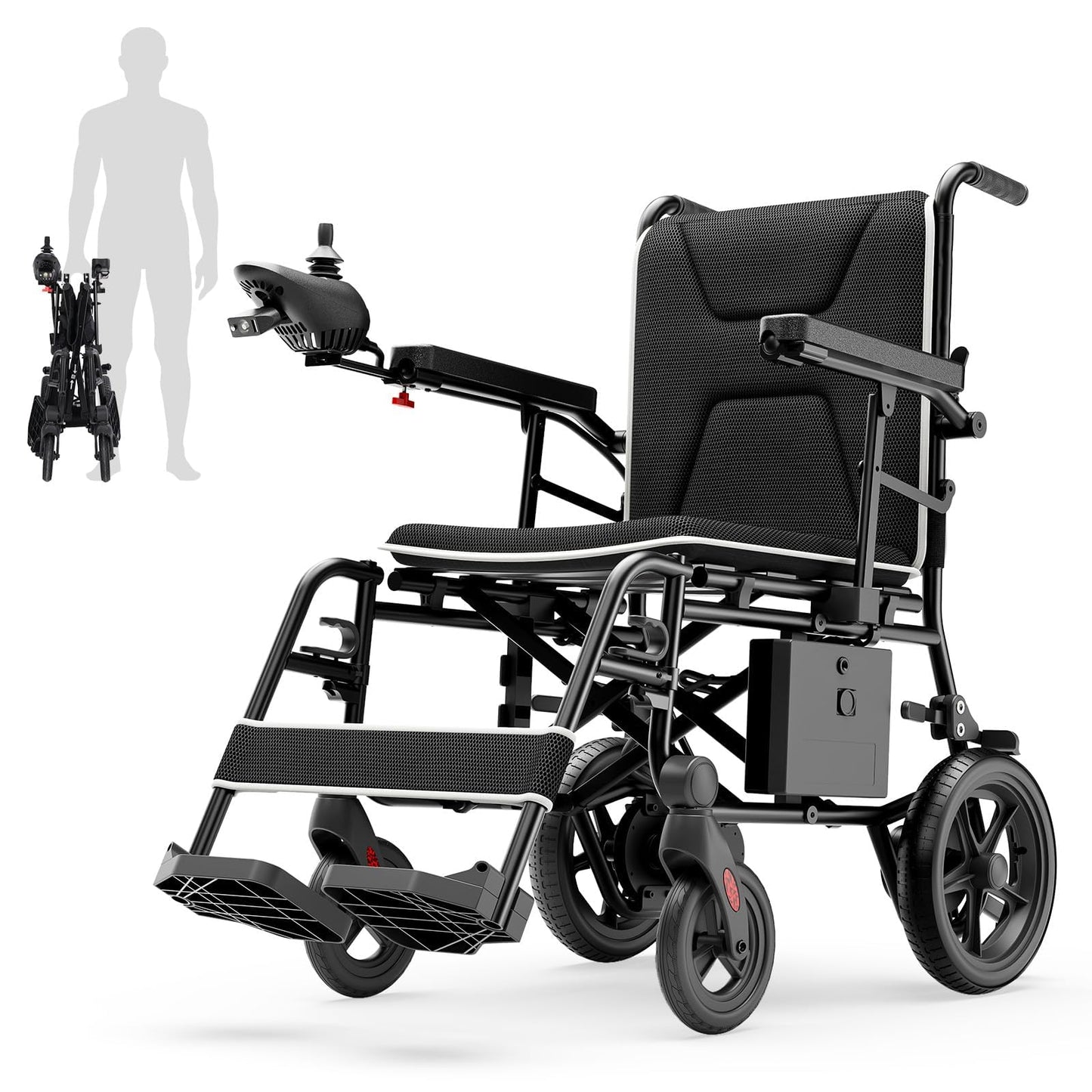 VERPAL 34lbs Lightweight Electric Wheelchair for Adults, 500W Foldable Electric Wheelchairs with 220 lbs Capacity, 12Ah 12.5 Miles All Terrain Power Wheelchair for Home, Hospital, Nursing Home, Park