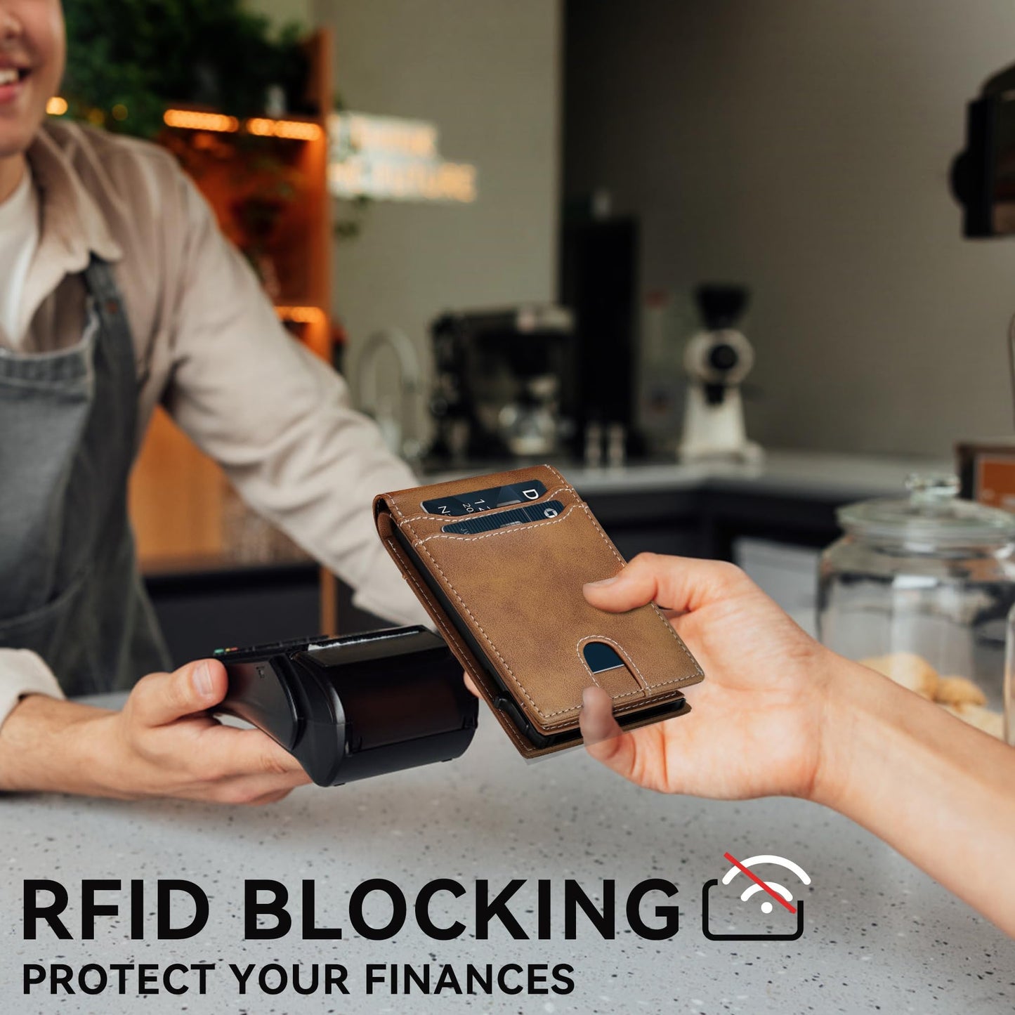 furid Card Wallet For Men Slim: Smart Rfid Minimalist Front Pocket Pop Up Wallet with ID Window - Gifts for Husband Father at Birthday Anniversary