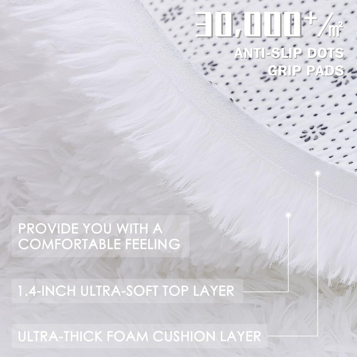 OLANLY Large Area Rug - Soft Fluffy Shaggy Indoor Carpet for Living Room & Bedroom | 8x10, White