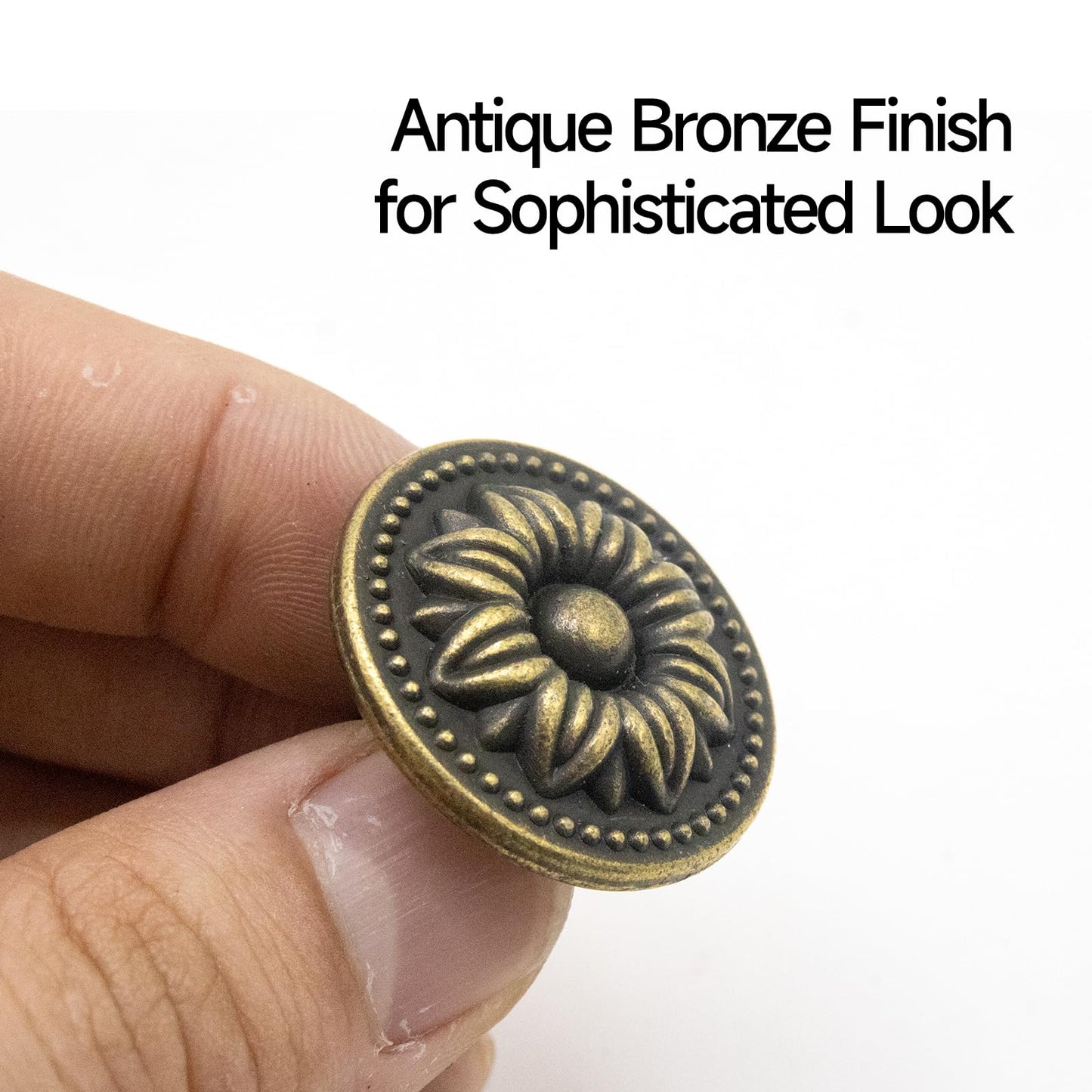 Joyangy 10-Pack Vintage Flower Cabinet Knobs, Antique Bronze Metal Pull Handles for Drawer/Drawer Doors