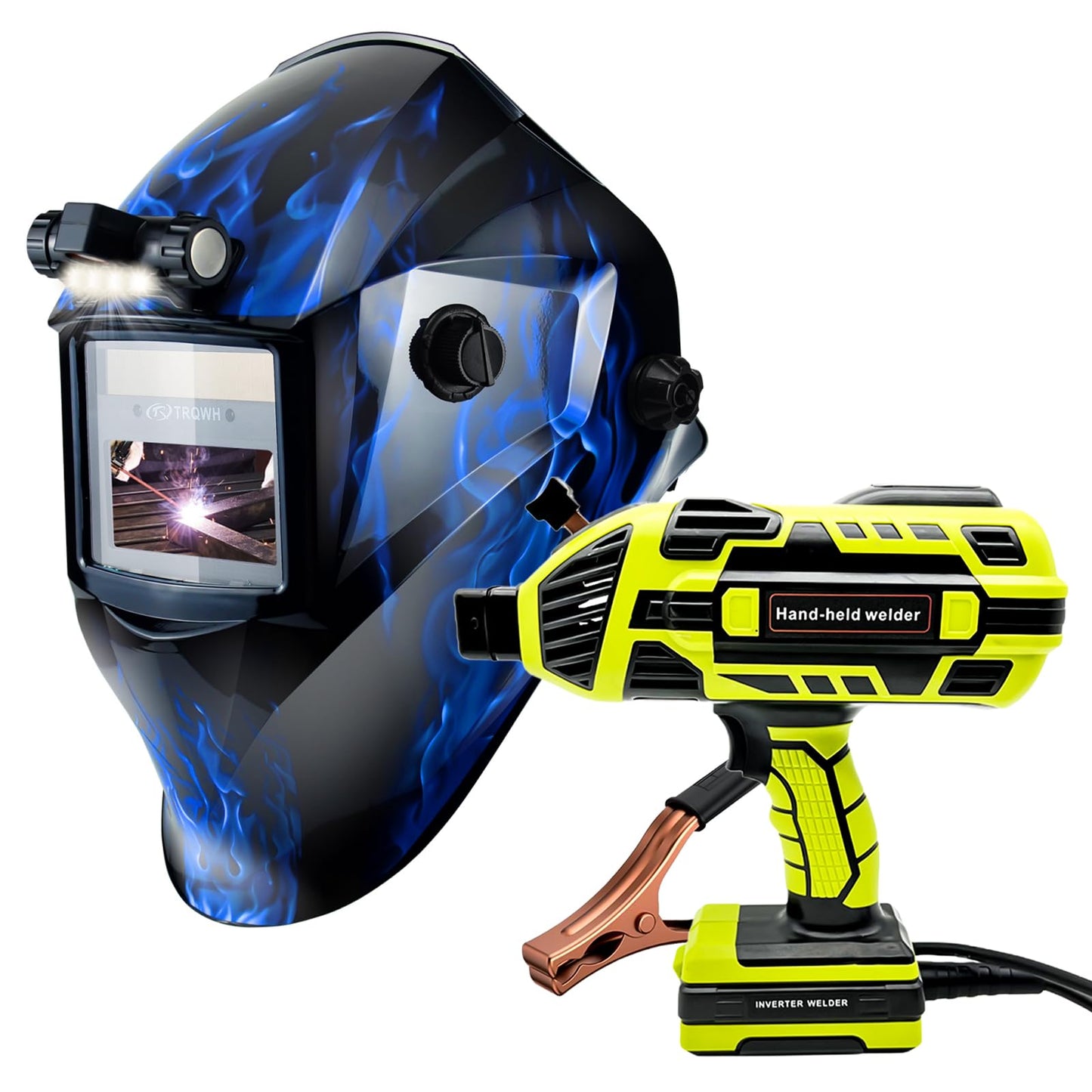 TRQWH Portable Welder Machine 110V ARC Handheld Welder & Auto Darkening Welding Helmet