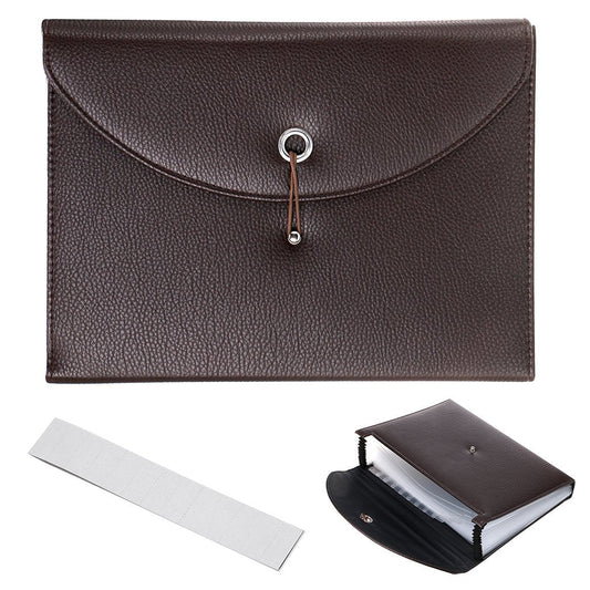 BTSKY PU Leather Expanding File Folders-13 Pockets A4 Letter Size Paper File Folder Accordion Business Document Organizer with Fasteners and Tabs (Brown)