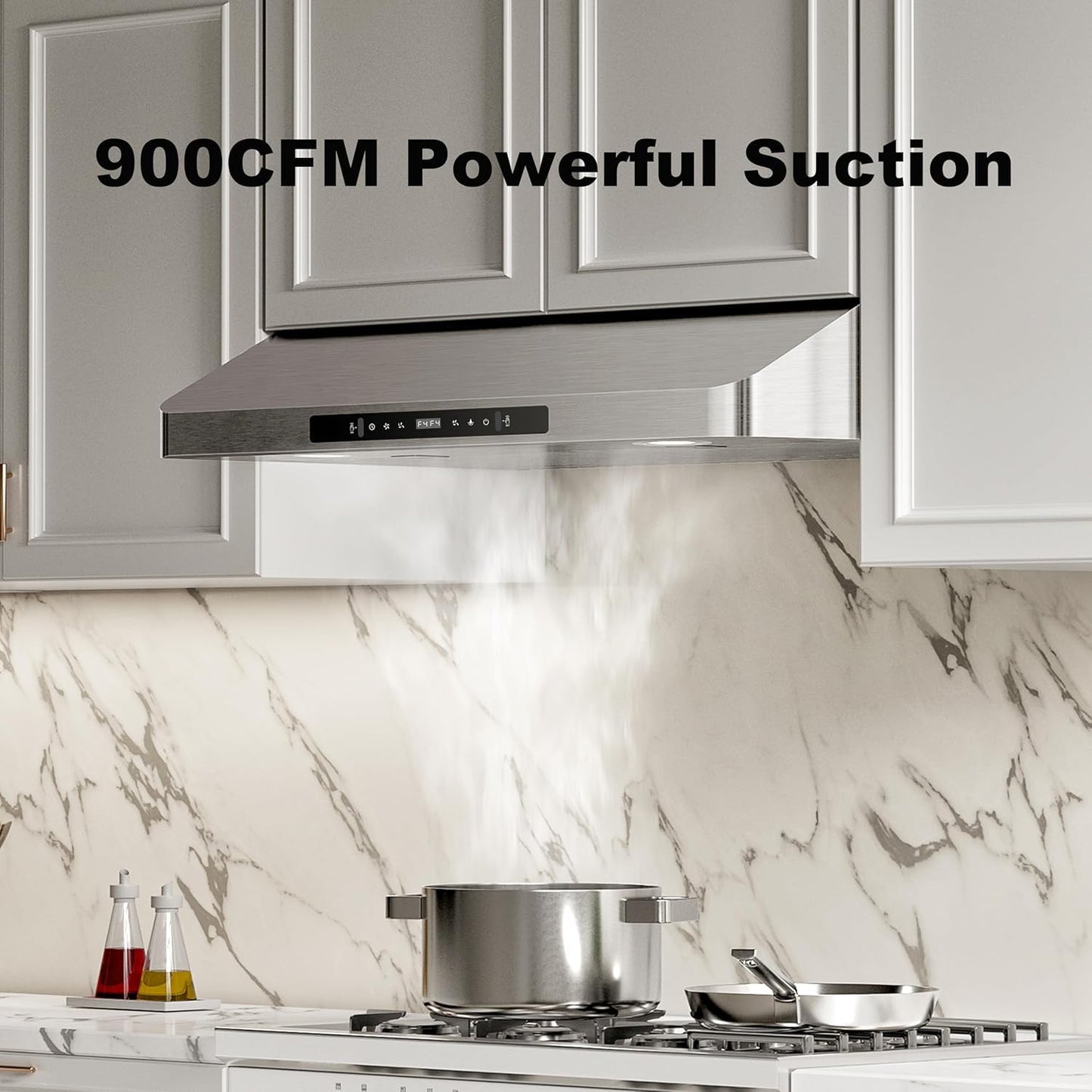 EVERKITCH Range Hood 36 inch Under Cabinet with 900CFM, Stainless Steel Kitchen Vent Stove Hood, Touch Control, Permanent Stainless Steel Filters，Ducted Vent, Top and Rear Vents