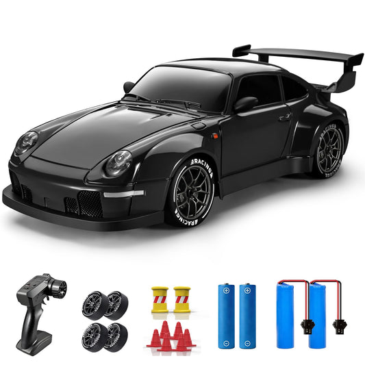 ACAMMZAR RC Drift Car, 1:24 Remote Control Car for Kids, 20KM/H 4WD High Speed RC Cars with Lights, Extra Racing Tires, Vehicle for Adults Boys Girls, Black