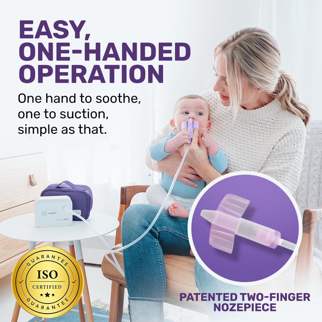Dr. Noze Best NozeBot Electric Baby Nasal Aspirator - Designed by a Pediatric ENT for Safe, Gentle Congestion Relief - Rechargeable, Portable & Easy to Clean Nose Sucker for Infants and Toddlers
