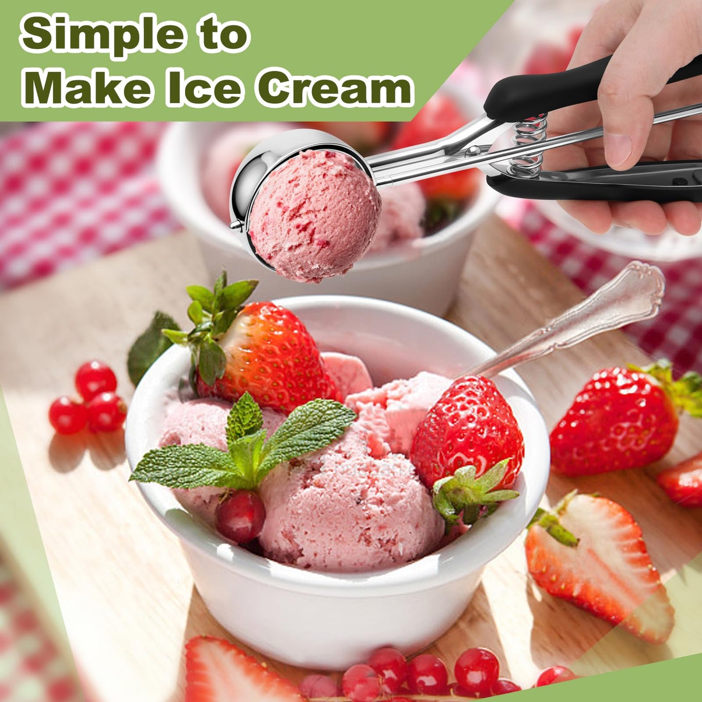 Premium Cookie Scoop, Stainless Steel Cookie Scoops for Baking, Ice Cream Scoop with Trigger, Ice Cream Scooper With Non-slip Grip, Cookie Dough Scoop for Melon Baller, Muffin Scoop, Meatball Scoop