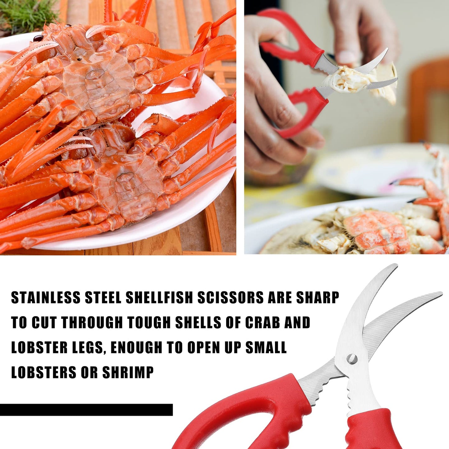 Jutom 93 Pcs Crab Crackers and Tools Set Seafood Tool with 30 Crackers, 30 Leg Forks, 30 Lobster Shellers, 2 Scissors, and 1 Storage Bag, Nut Cracker Set for Shellfish Claw Seafood Boil Party Supplies